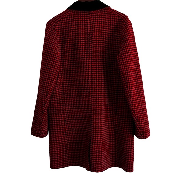 Veronica Beard Senna Wool Cashmere Red Black Houndstooth Double Breasted Coat - Picture 10 of 15